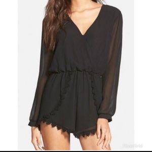 Astr Pants - ASTR Long Sleeve Black Romper Semi Sheer XS Astr Pants - ASTR Long Sleeve Black Romper Semi Sheer XS